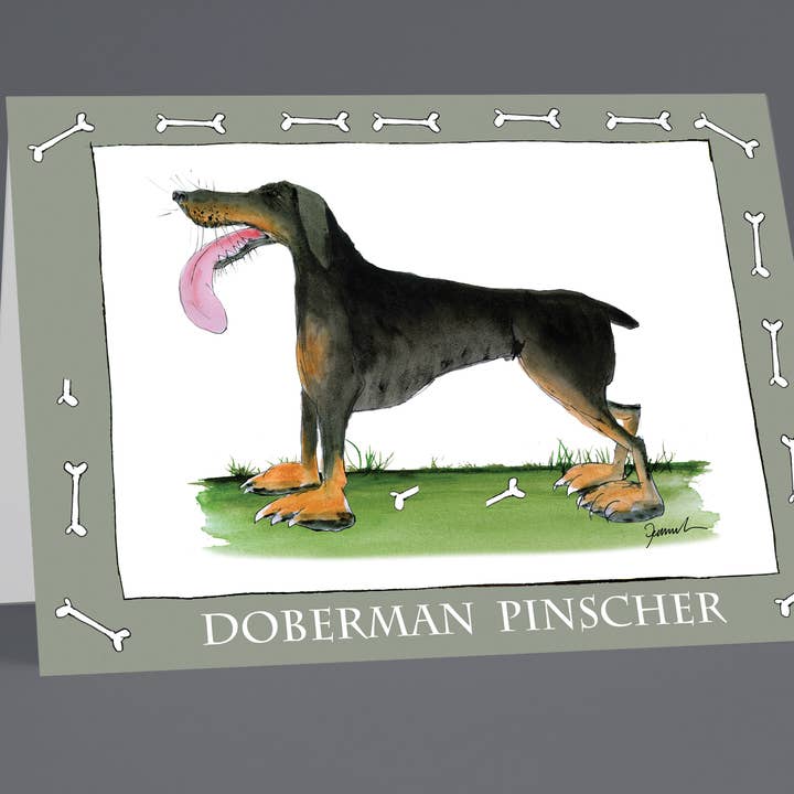 Doberman Pinscher greeting cards (pack of 6) for wholesale by Tony Fernandes Design