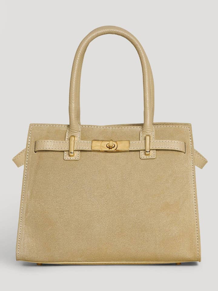 Grace Bag in Light Taupe Suede and Togo Leather for wholesale by Prestige Milano