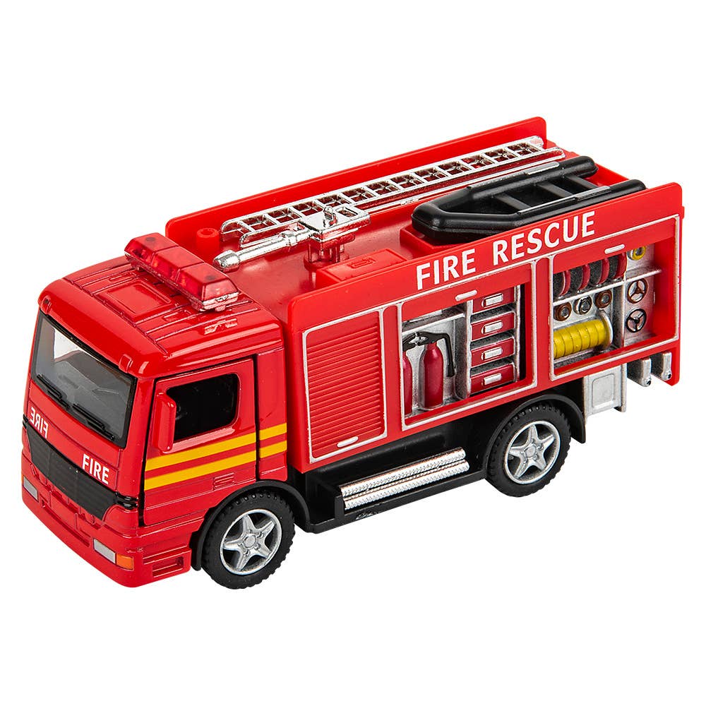The Toy Network - Wholesale Toy Car/Truck - Kids - 5" Diecast Pull Back Fire Engine Rescue  12/Display4