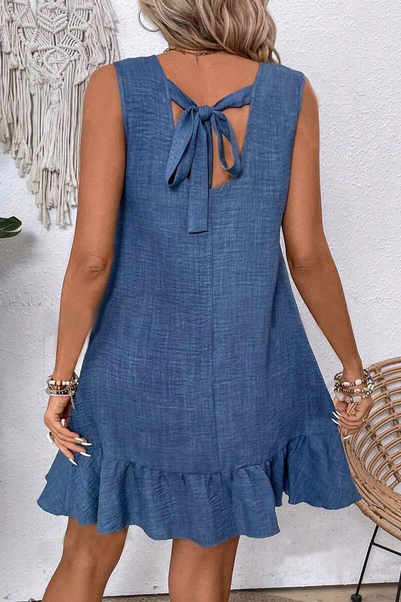 NINEXIS - Wholesale Dress - Women's - CWDSD7142_RUFFLED SLEEVELESS CASUAL TANK DRESS3