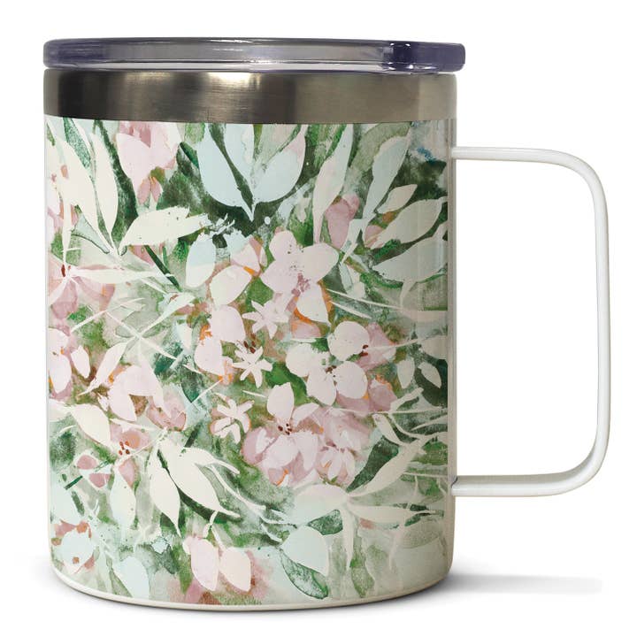 "Blushing Summer" Stainless Steel Mug w/Lid 12 oz. for wholesale by CounterArt/Highland Home/Thirstystone/CoasterStone