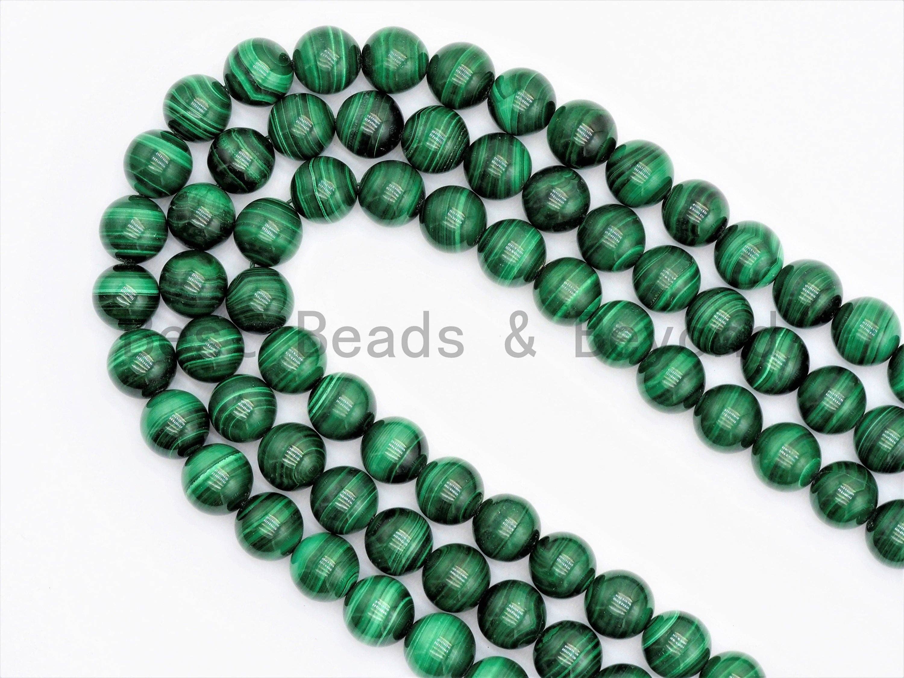 BestBeads&Beyond - Wholesale Beads - High Quality Natural Smooth Malachite Round Beads, 6mm/8mm/10mm/12mm/14mm, Green Gemstones Beads,Malachite Beads,15.5" Full Strand,SKU#U3353