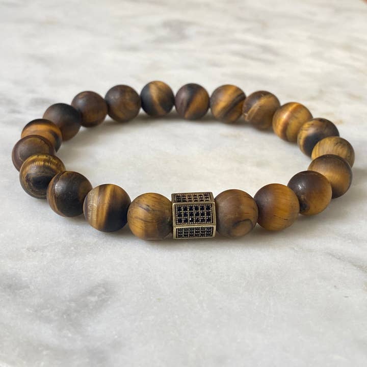 Harmony Men's Bracelet - Golden Tiger's Eye for wholesale by Samata Stones