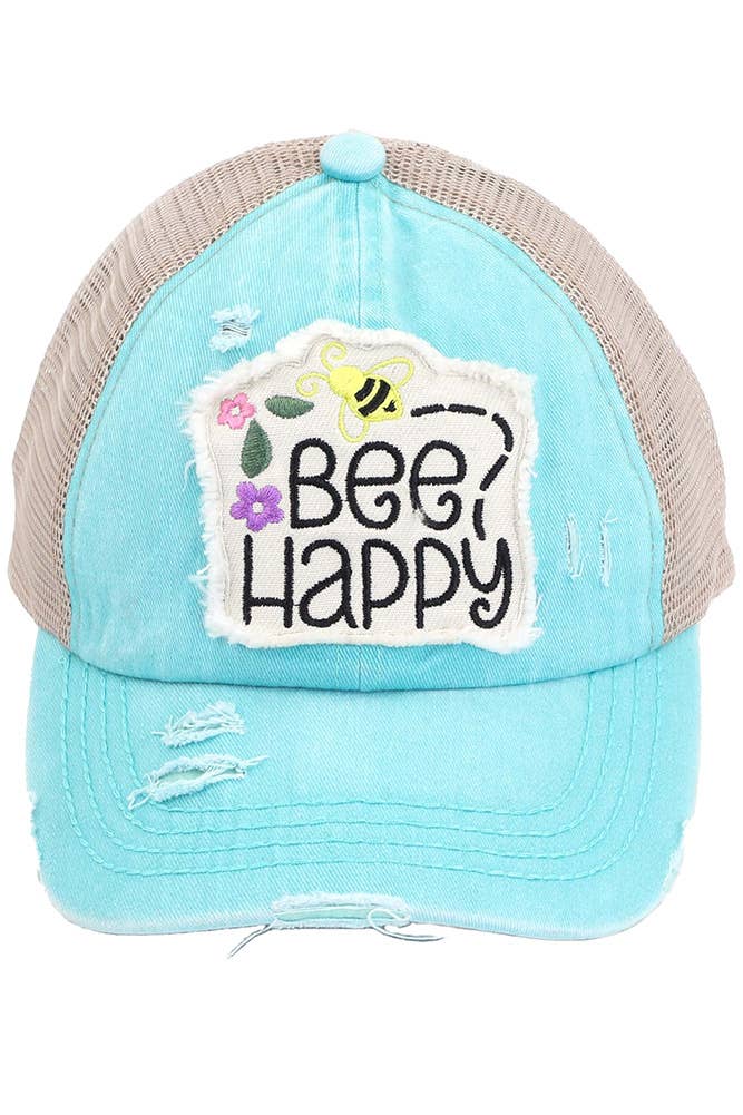 Hana - Wholesale Paardenstaartpet - Dames - C.C BEE HAPPY Patch noodlijdende vintage ponypet3