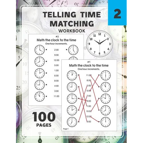 Books by splitShops - Wholesale Education Book - Telling Time Matching Workbook: Math the Clock to the Time One Hour Half Hour 15 5 1 Minutes - Paperback0
