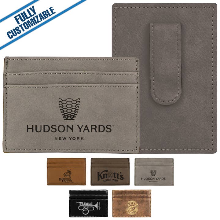 Engraved Leatherette Money Clip - Fully Customizable for wholesale by GiftWorksPlus