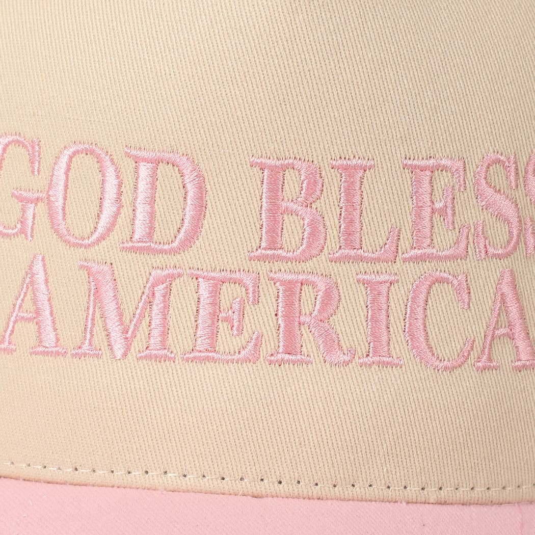 Fashion City - Wholesale Baseball Cap - Unisex - God Bless America Embroidered Two-Tone Canvas Cap22