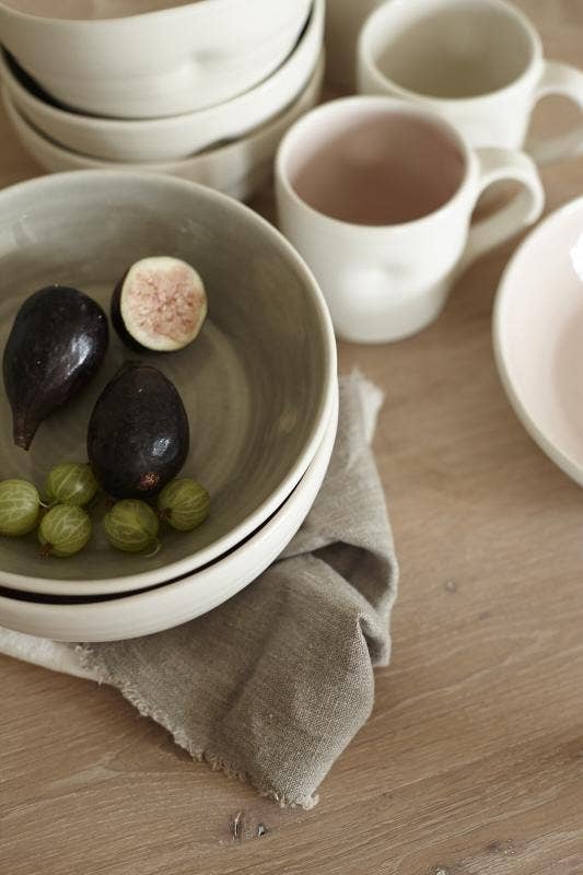 Canvas Home - Wholesale Bowl - Pinch White Stoneware Cereal Bowls, Set of 46