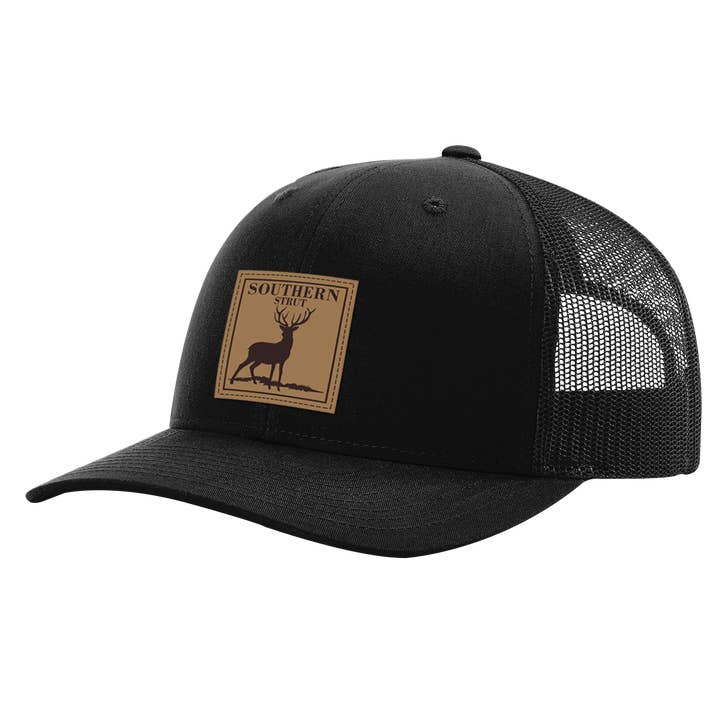 Deer Leather Patch Trucker - Hand Selected $10 Hat! for wholesale by Southern Strut