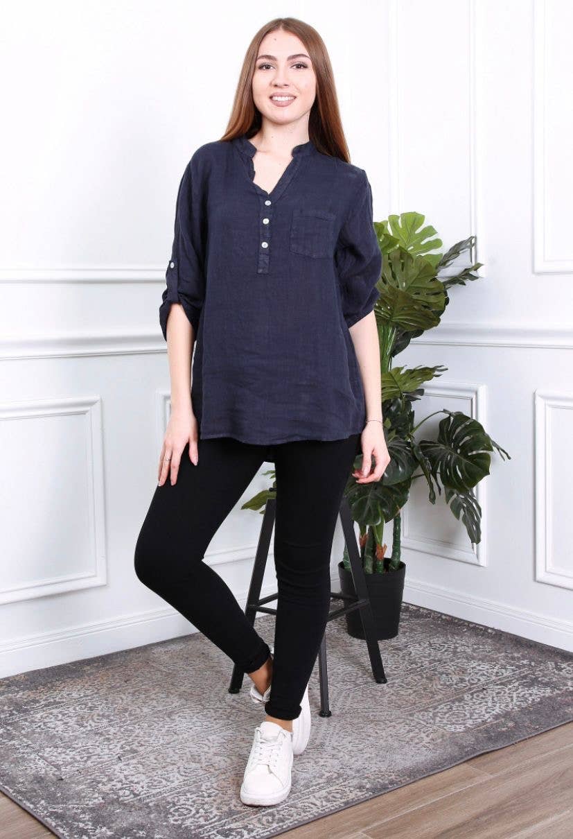 LÉA & LUC - Wholesale Button Down Shirt - Women's - 100% Linen Blouse REF. 636793