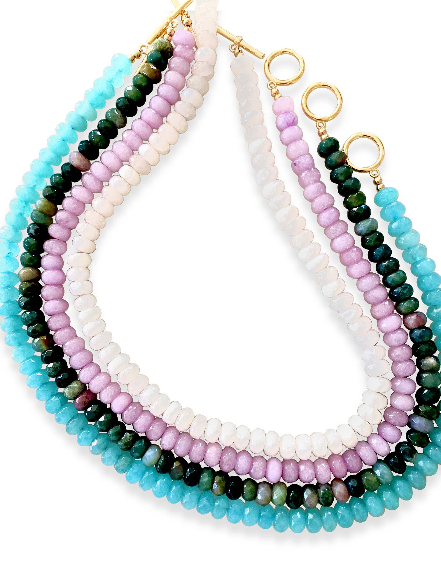 Sonya Renee Jewelry - Wholesale Beaded/Pearl Necklace - Candice Necklace - faceted and smooth gemstone roundels44