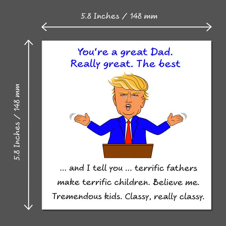 Swizzoo Cards - Wholesale Father's Day Card - Donald Trump Fathers Day Card - Funny, humorous and amusing Trump cartoon - For Dad Daddy
