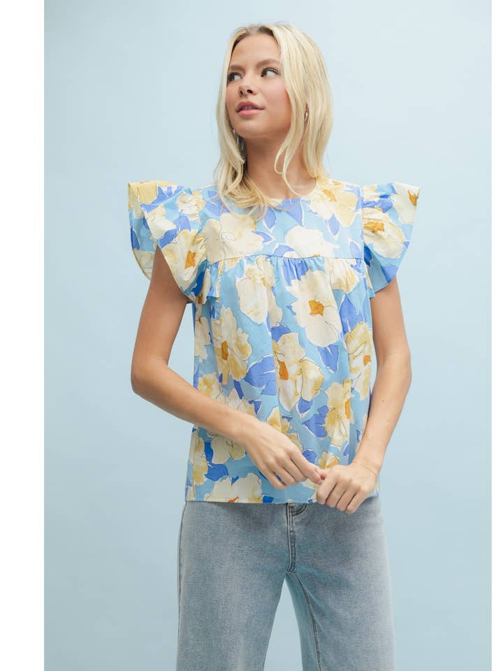 Wishlist Apparel – Großhandel Bluse – Damen – AQUARELLBLUSE MIT BLUMENMUSTER/WL25-100980