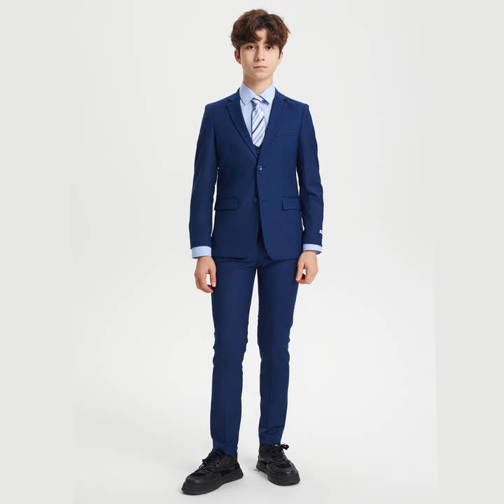 Suits America - Wholesale Suit Set - Kids - Stacy Adams Boys Suit 5-Piece w/ Dress Shirt & Tie, Indigo