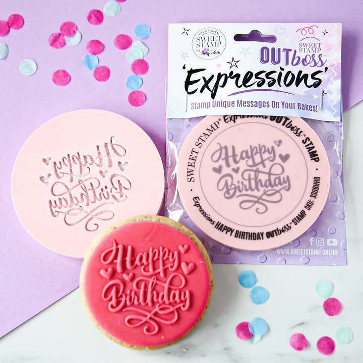 OUTboss Expressions - Corazones Feliz Cumpleaños - Tamaño regular para venta al por mayor de Sweet-Stamp