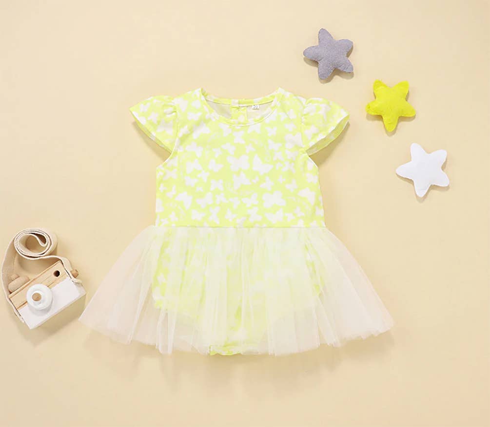 Fennco Styles - Wholesale Dress - Baby - Yellow Butterfly Tutu Baby Dress 1