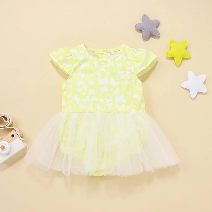 Fennco Styles - Wholesale Dress – Baby - Yellow Butterfly Tutu Baby Dress 1
