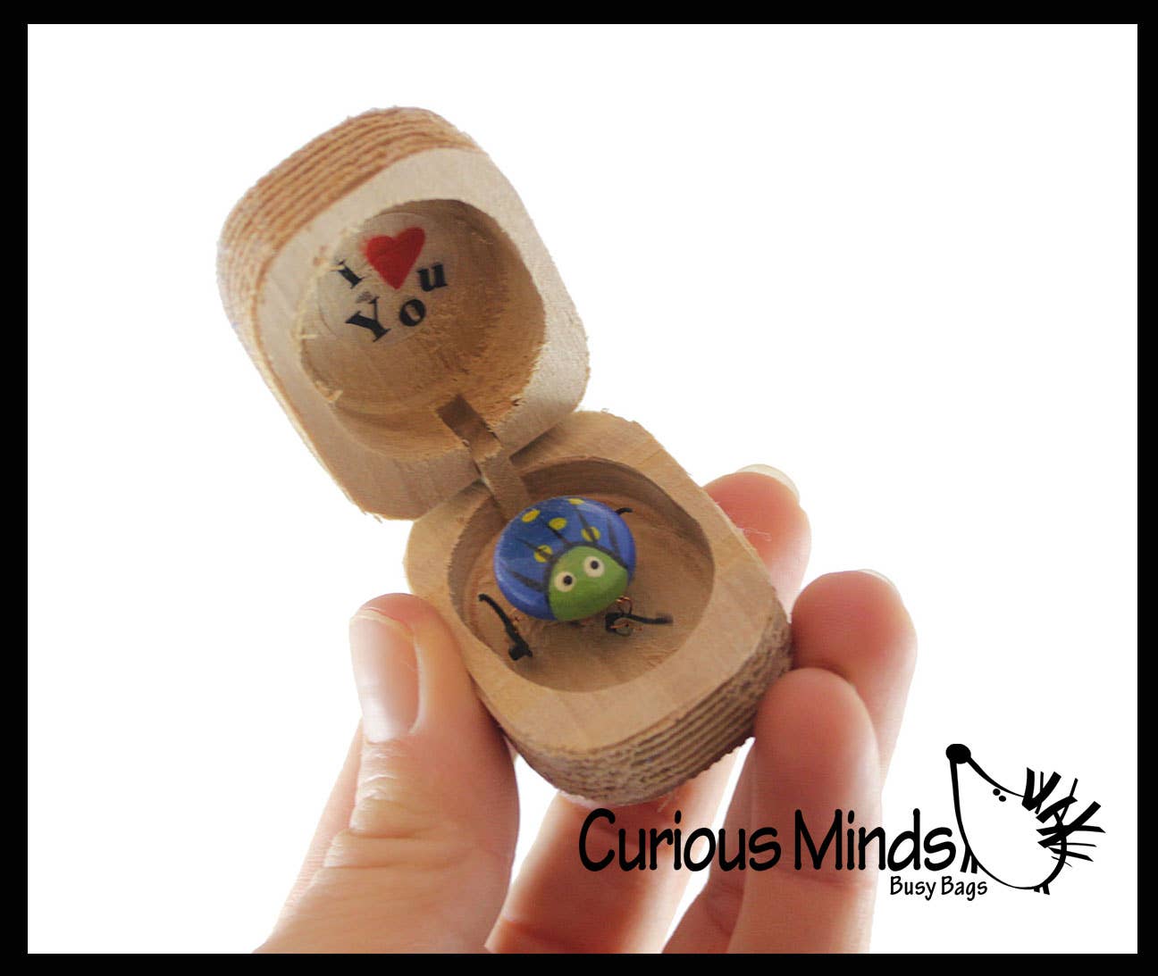 Curious Minds Toys – wholesale Gag gift/novelty gift – 1 Love bug in Box Novelty Gift -Bugs Legs Wiggle Wood Hinge3