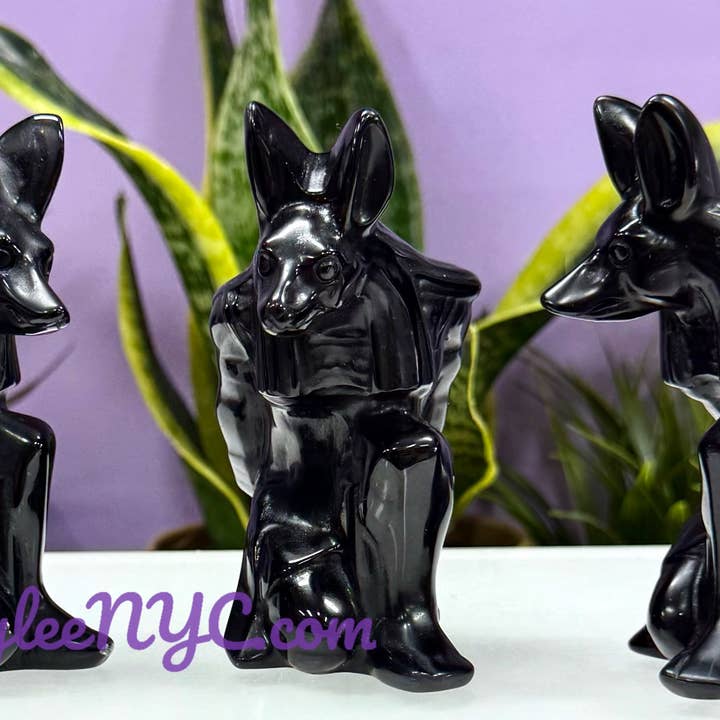 KayleeNYC - Vente Pierre et cristal de spiritualité - Cristaux de guérison Anubis en obsidienne noire naturelle de 10 cm3