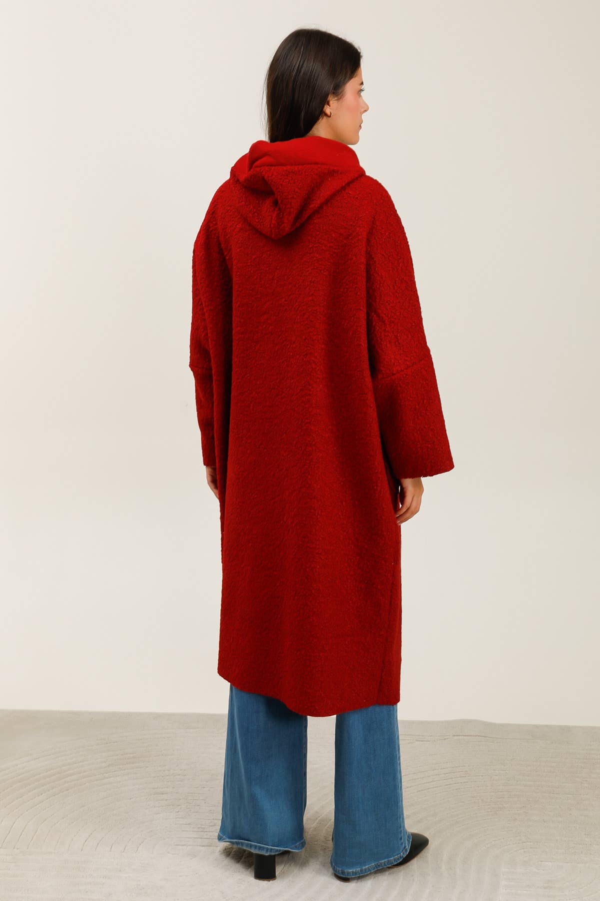 Lucky Nana - Wholesale Coat - Women's - AH 22158 - Long Coat in Bouclé Fabric29