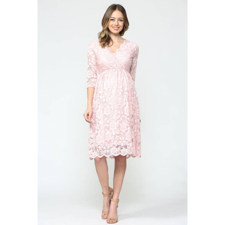 Floral Scallop Lace Maternity Dress for wholesale by Hello Miz