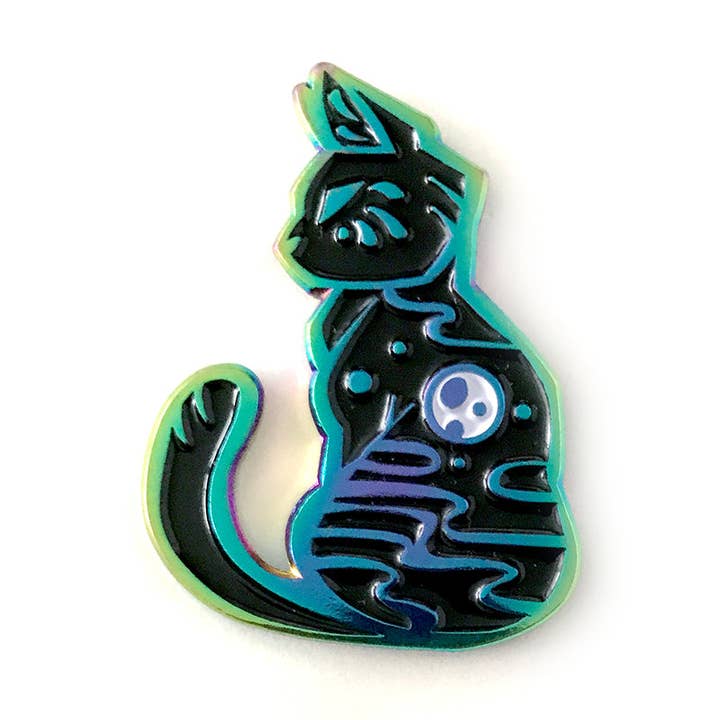 Full Moon Cat Rainbow Enamel Pin for wholesale by ShinePaw Design