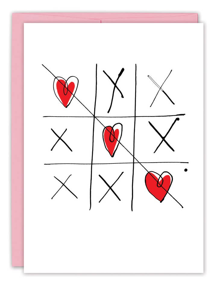 Tic Tac Toe Valentine's Day Card for wholesale by Biely & Shoaf