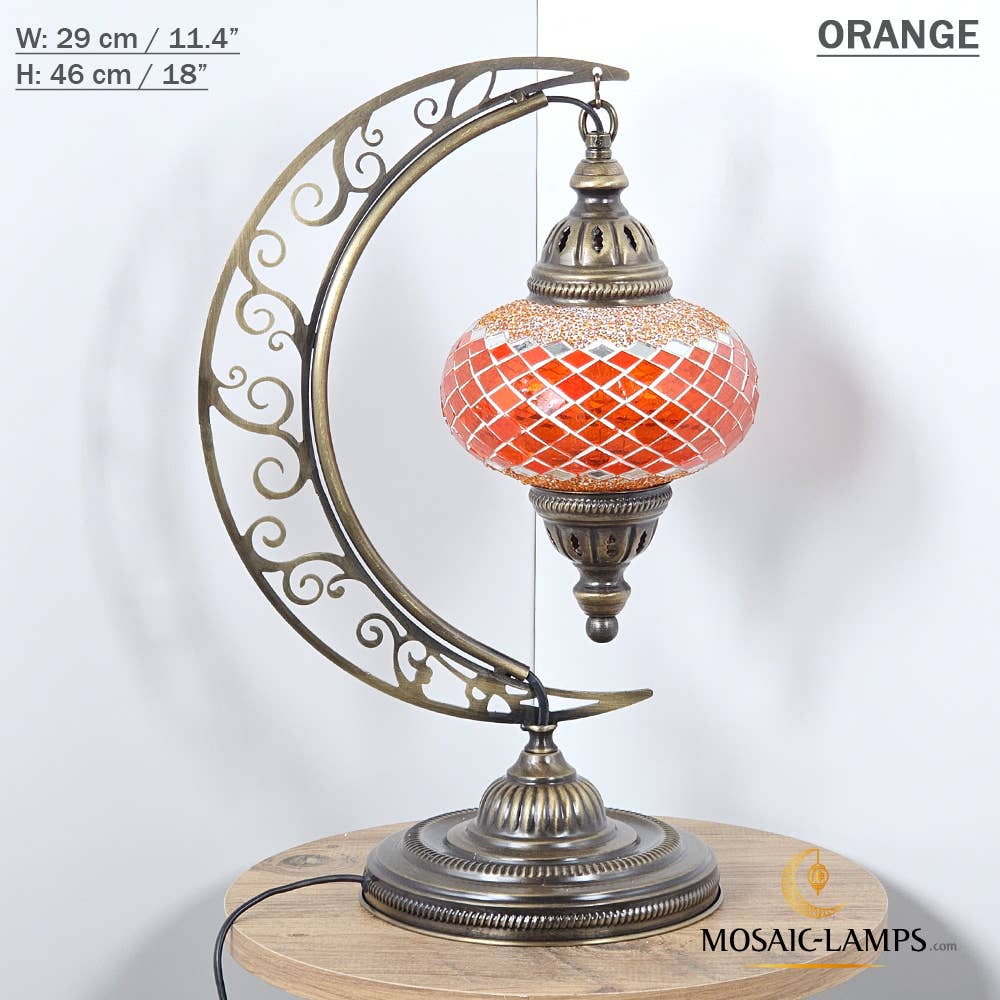 Mosaic Lamps - Wholesale Accent/Desk Lamp - 10+ Colors - Moroccan Moon Table Lamp, Arc, Murano Crescent52