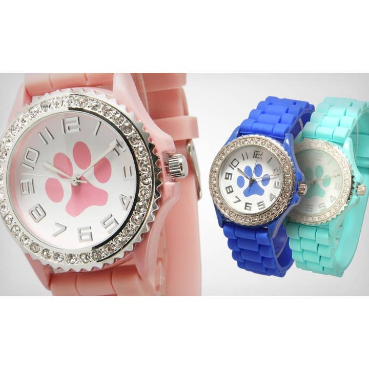 ShopTrendsNow - Vendita all'ingrosso Orologio da polso - Donna - Orologio in silicone con quadrante a forma di zampa con strass in zirconia cubica6