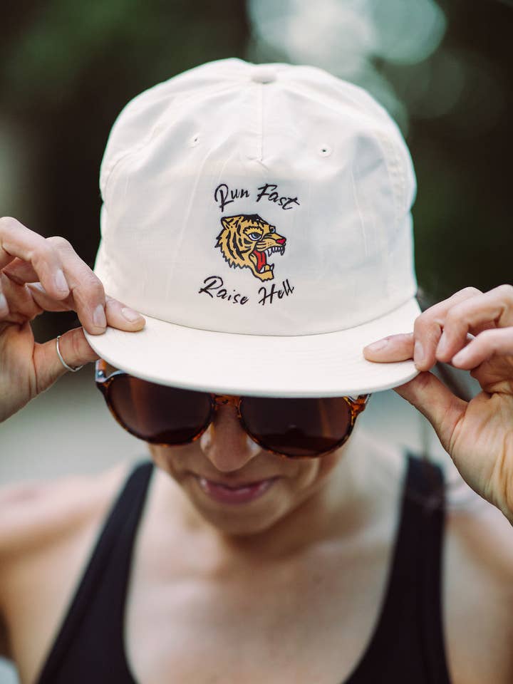 Run Fast Raise Hell Nylon Run Cap for wholesale by Sarah Marie Running Co