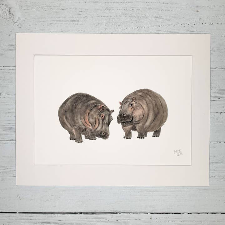 Hippos - Fine Art Print for wholesale by Esmay Luck Art