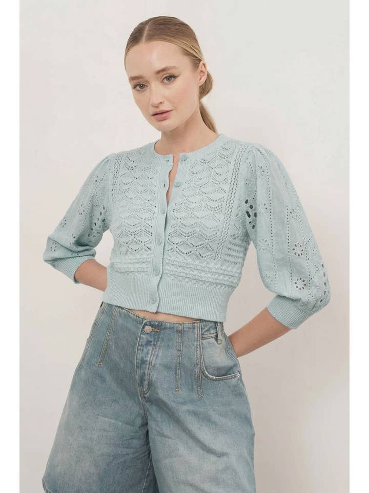 Aaron & Amber - Wholesale Cardigan - Women's - MAS2722 HENDRY 3/4 SLEEVES SEE THROUGH CARDIGAN16