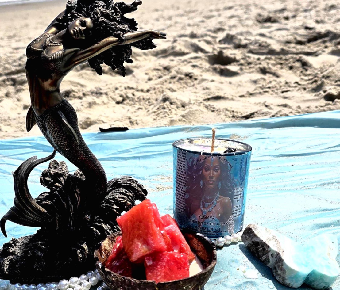 WaterBruja - Wholesale Jar/Filled Candle - Yemaya Candle, Reiki Infused, Orisha Offering Candle, Ritual9