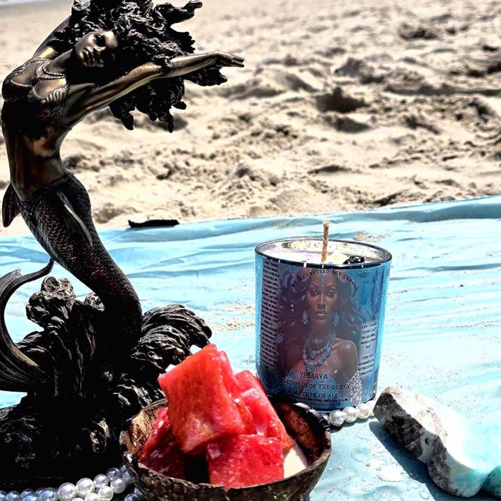 WaterBruja - Wholesale Jar/Filled Candle - Yemaya Candle, Reiki Infused, Orisha Offering Candle, Ritual9
