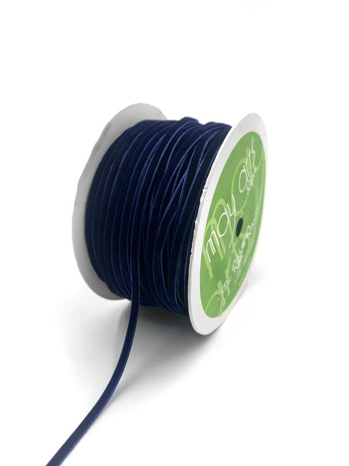 1/8" Navy Blue Velvet Cord String for wholesale by May Arts Ribbon
