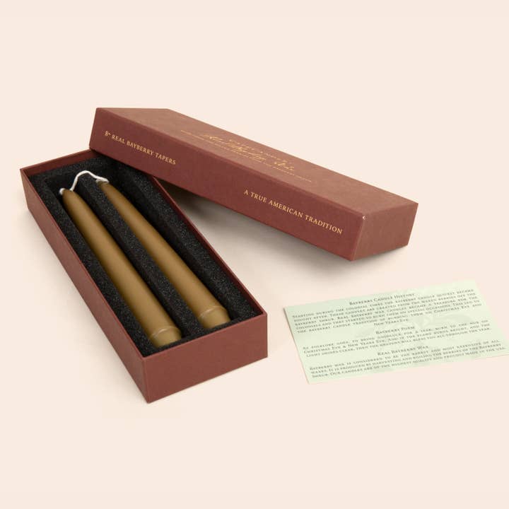 Cape Candle - Wholesale Tapered Candle/Candlestick - Real Bayberry Wax Tapers 8" (boxed pair)1