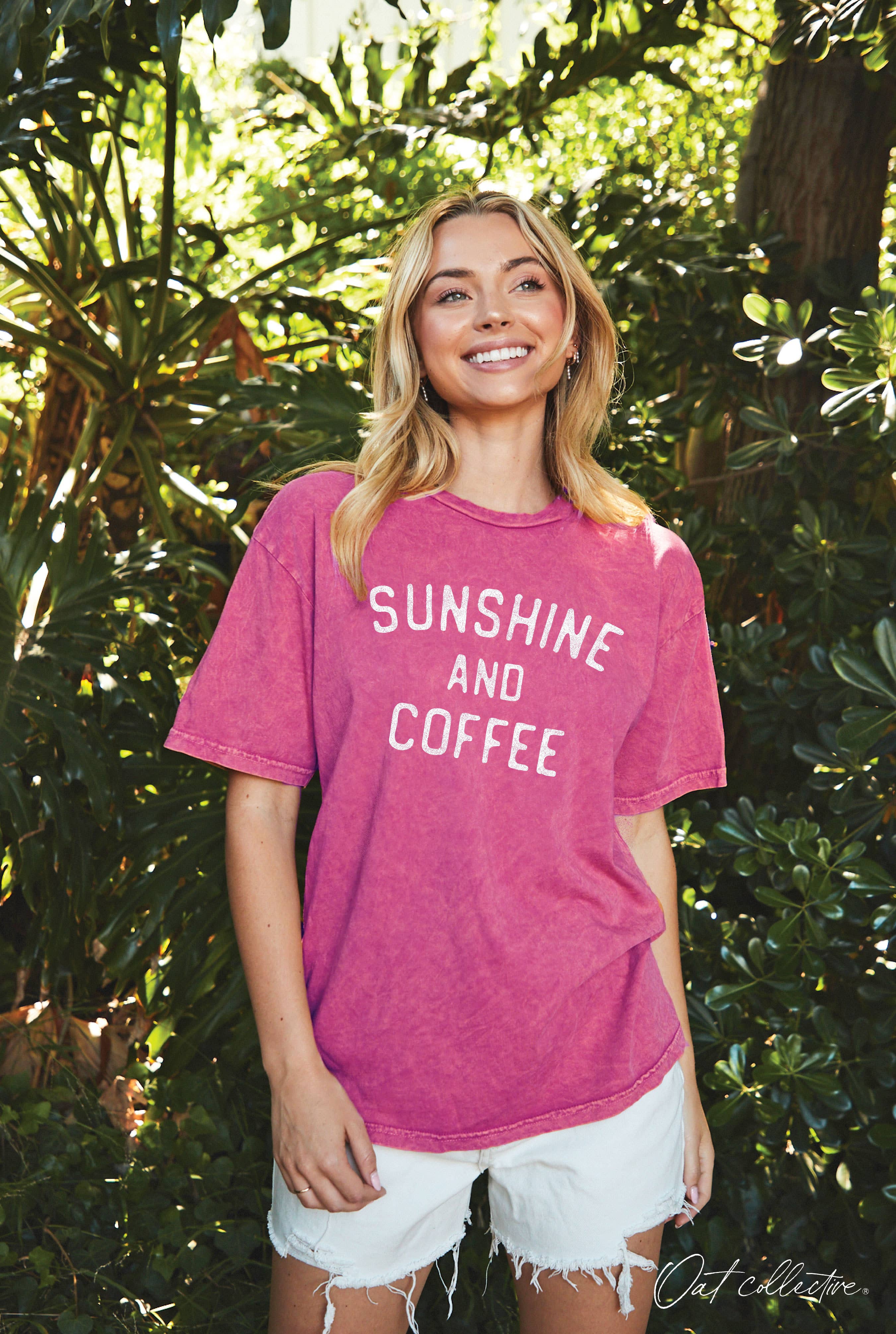 OAT COLLECTIVE - Wholesale Screen Printed T-Shirt - Women's - SUNSHINE AND COFFEE Mineral Graphic Top 12