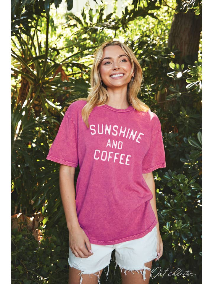 OAT COLLECTIVE - Wholesale Screen Printed T-Shirt - Women's - SUNSHINE AND COFFEE Mineral Graphic Top 12
