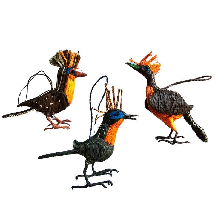 Amazon Ecology - Wholesale Ornament - HOATZIN BIRD FAIR-TRADE CHRISTMAS TREE ORNAMENT - WOVEN BY PERUVIAN AMAZON ARTISAN