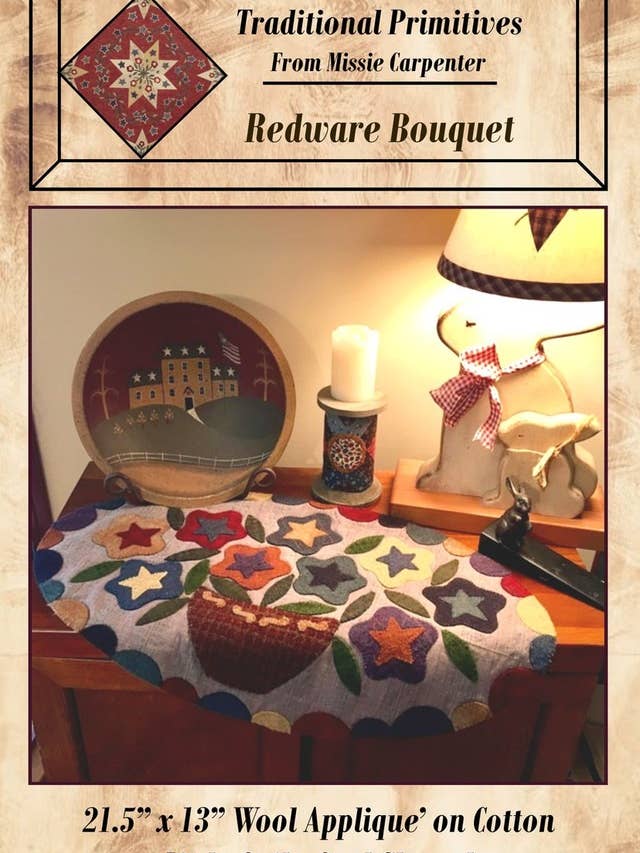 Redware Bouquet Wool Applique Pattern for wholesale by Traditional Primitives