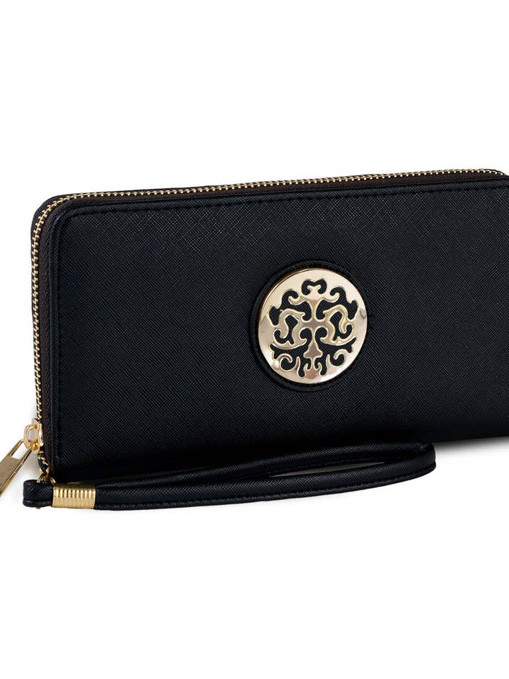 Rebecca & Rifka Saffiano Medaillon Reißverschluss-Handgelenktasche für den Großhandel von Magid