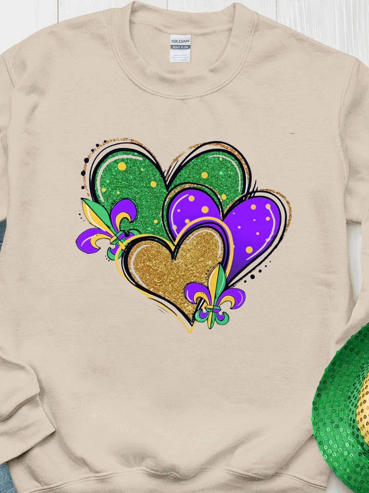 Mardi Gras Faux Cœurs Pailletés Bling Nouvelle-Orléans Mardi Gras pour la vente par A Blessed Texas Mess Boutique