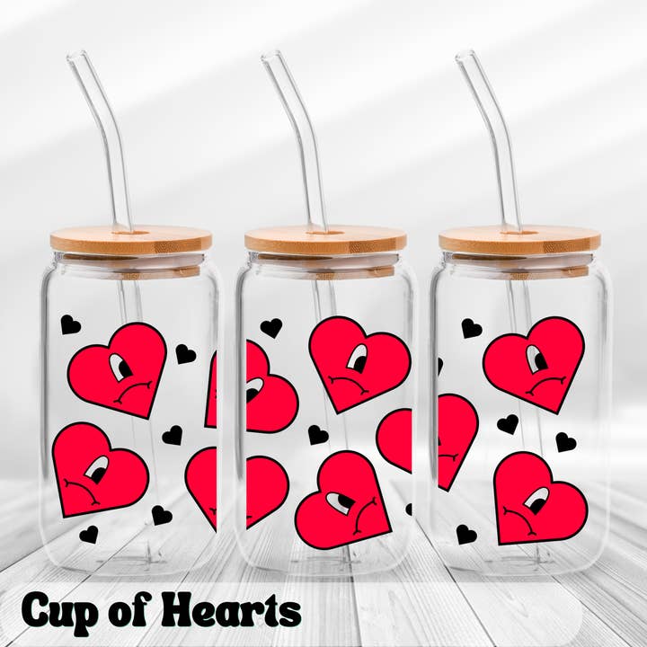 Cup of Hearts UV DTF Wrap | (Glass Not Included) for wholesale by OMG Cups!