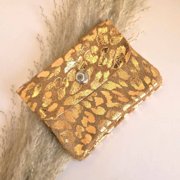 Mini wallet leopard camel for wholesale by Ibiza Boutique