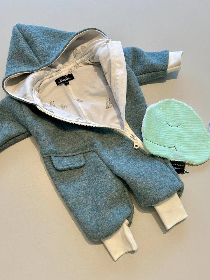 Overall Polar Bear Bay in Mint – OEKO-TEX® Wool, handmade for wholesale on Faire0