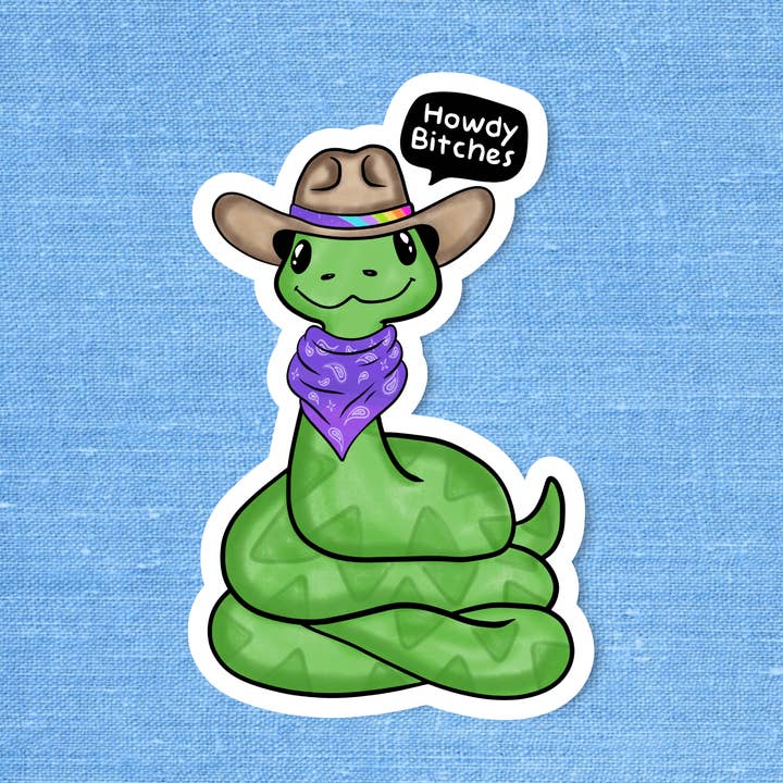 Howdy bitches, Funny sticker, Laptop sticker for wholesale by Radical Buttons