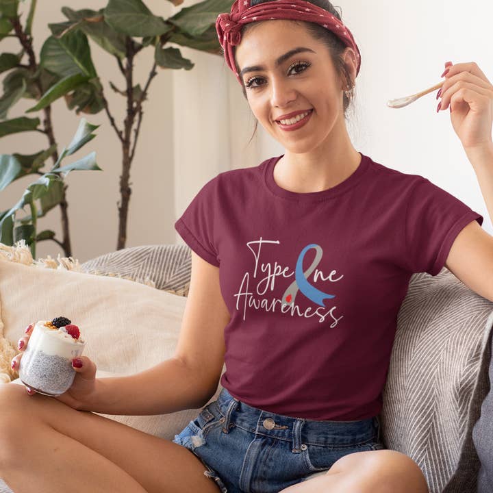 T-shirt de manga curta para mulher Diabetes Awareness Tipo One por atacado de inspire