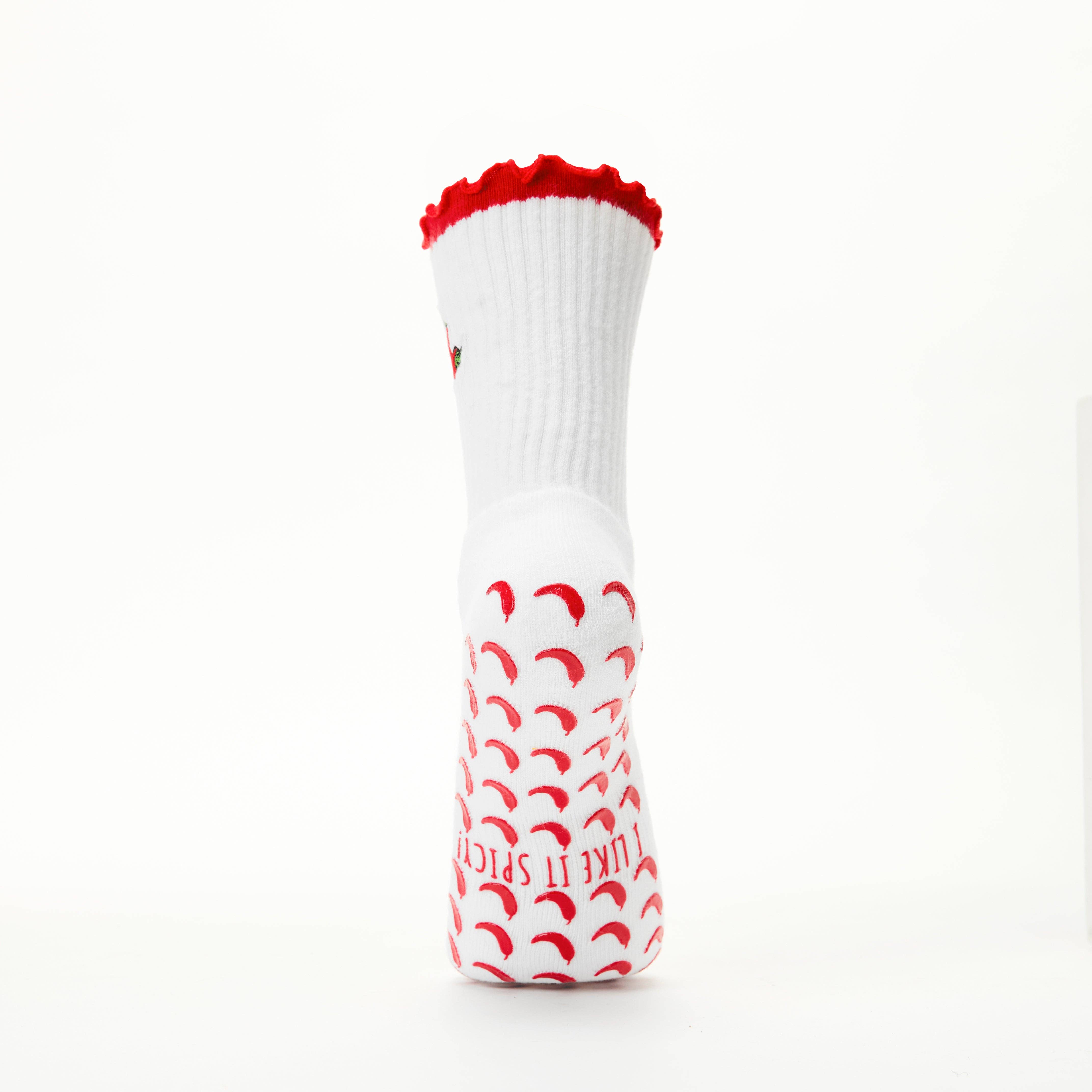 White I Like It Spicy! Grip Socks for wholesale on Faire9