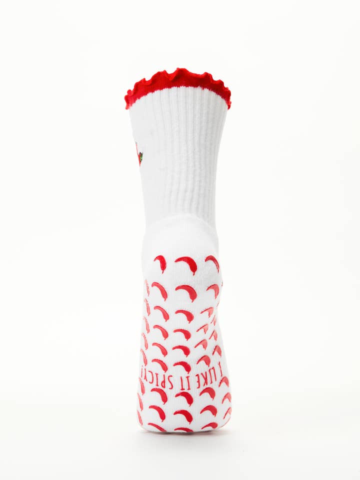 White I Like It Spicy! Grip Socks for wholesale on Faire9