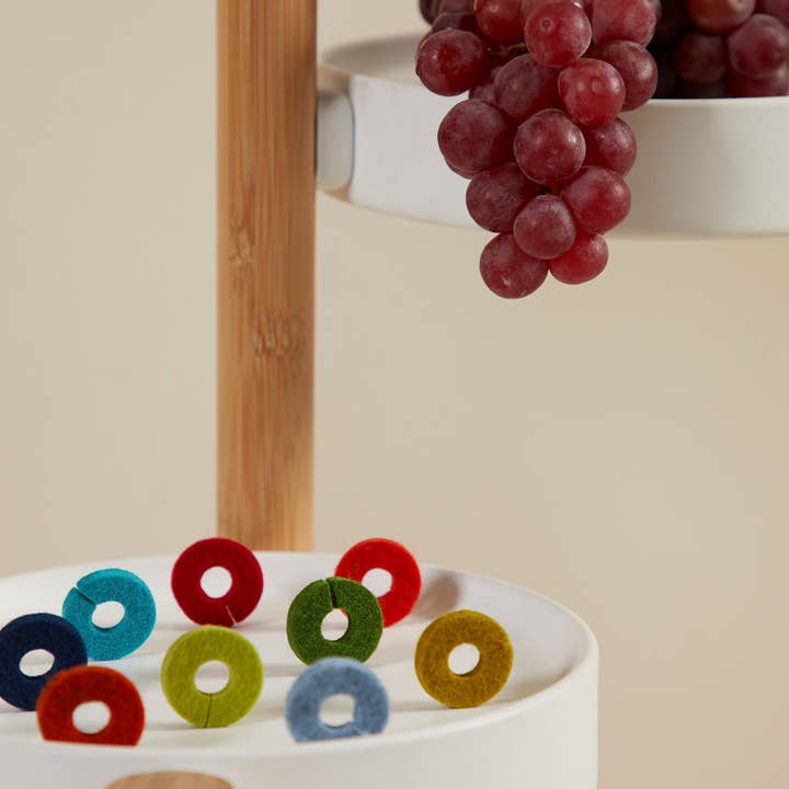 Paradise Wine-O's Merino Wool Felt Round Wine Markers for wholesale on Faire3